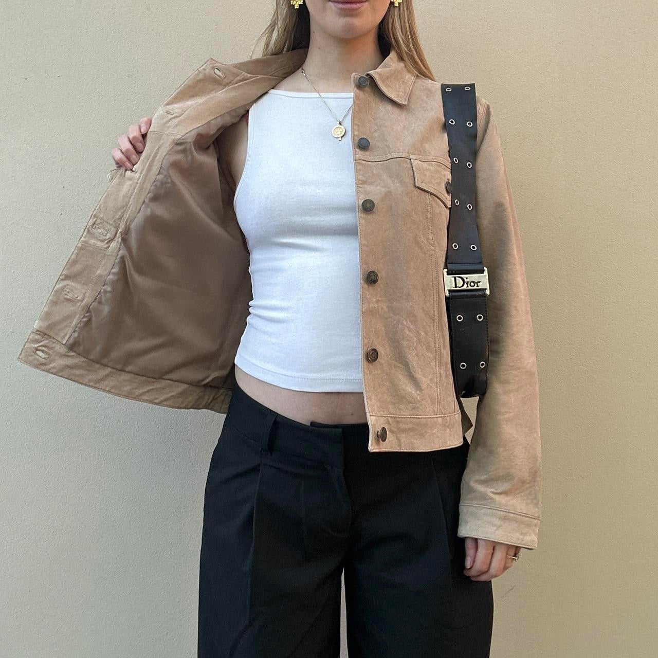 Vintage 90s camel suede jacket