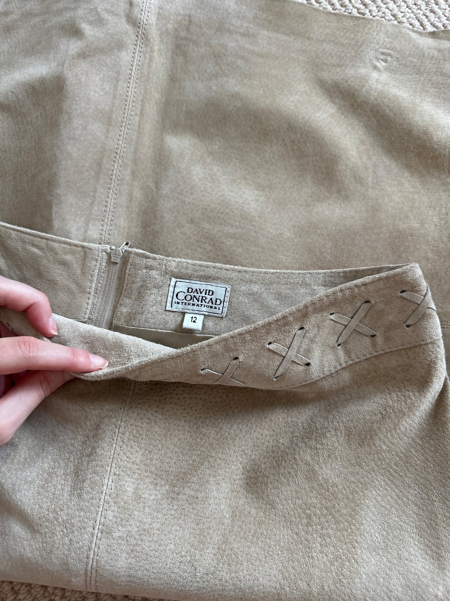 Vintage camel real suede skirt