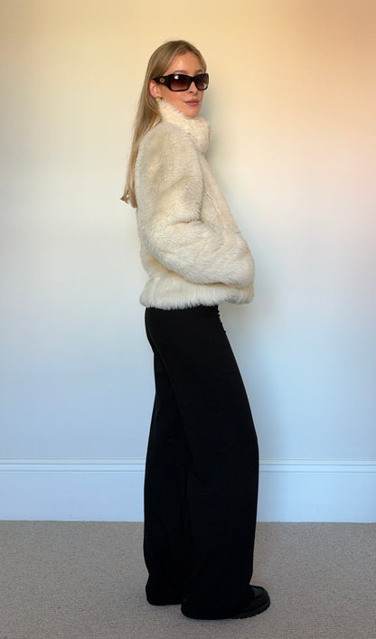 Vintage white faux fur jacket