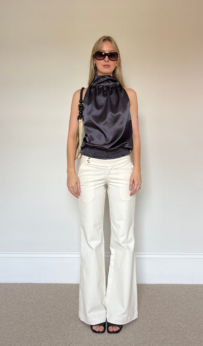 Vintage grey satin halter top