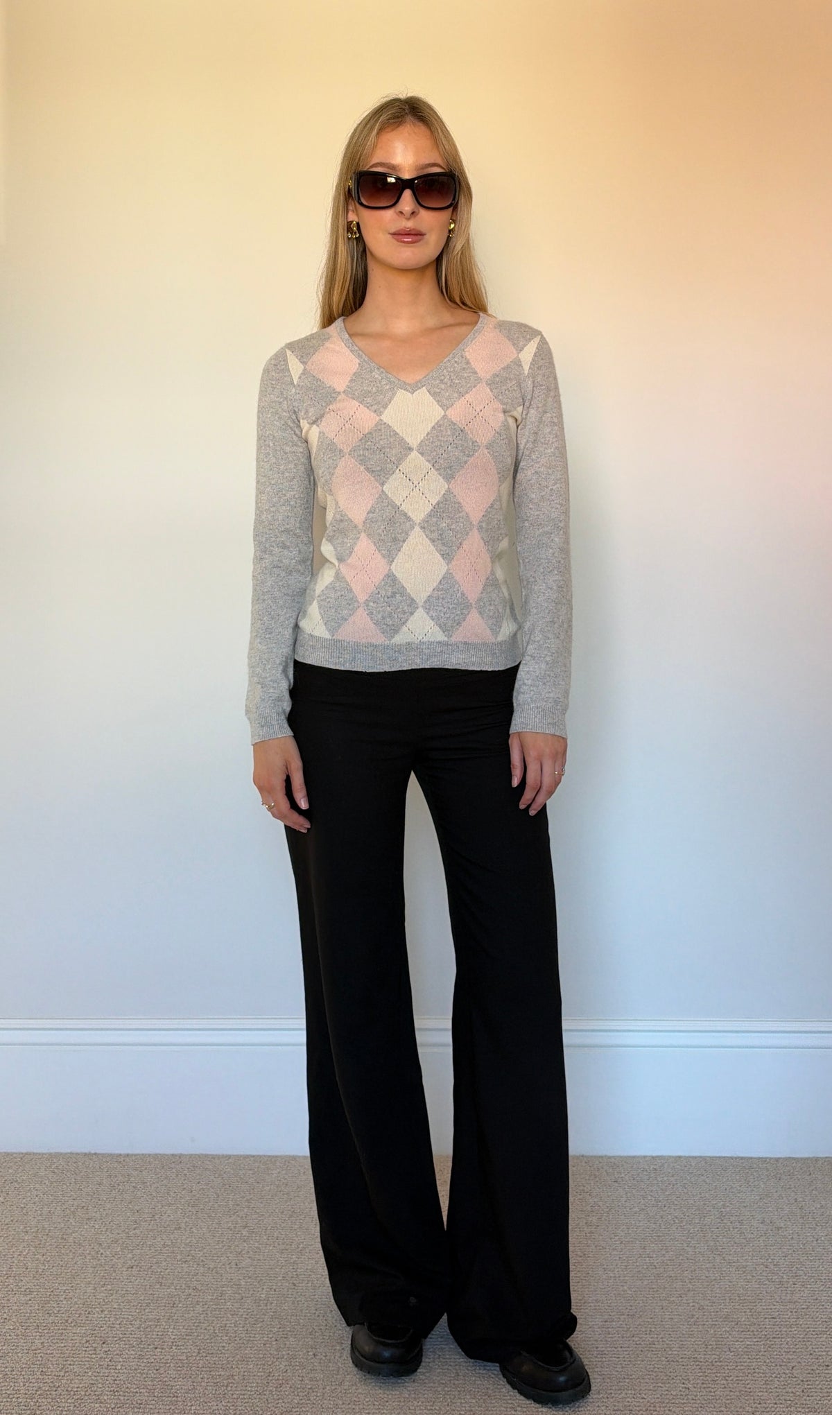 Vintage cashmere argyle jumper