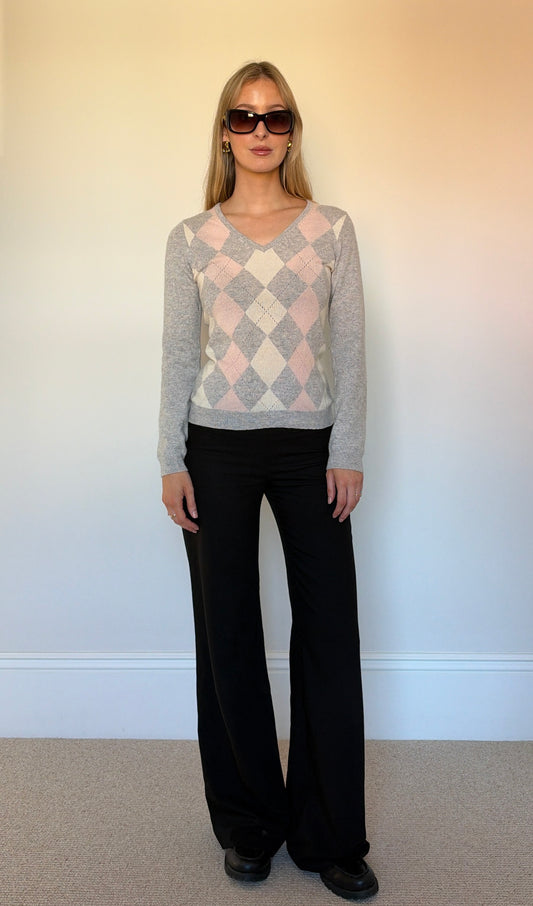 Vintage cashmere argyle jumper