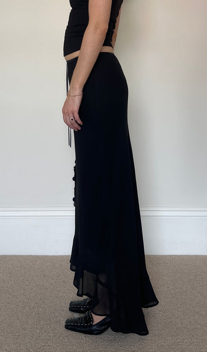 Vintage black floaty maxi skirt