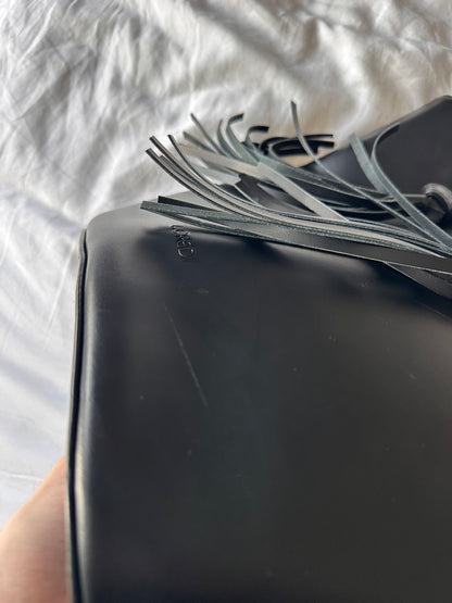 Black leather Tassle Bag