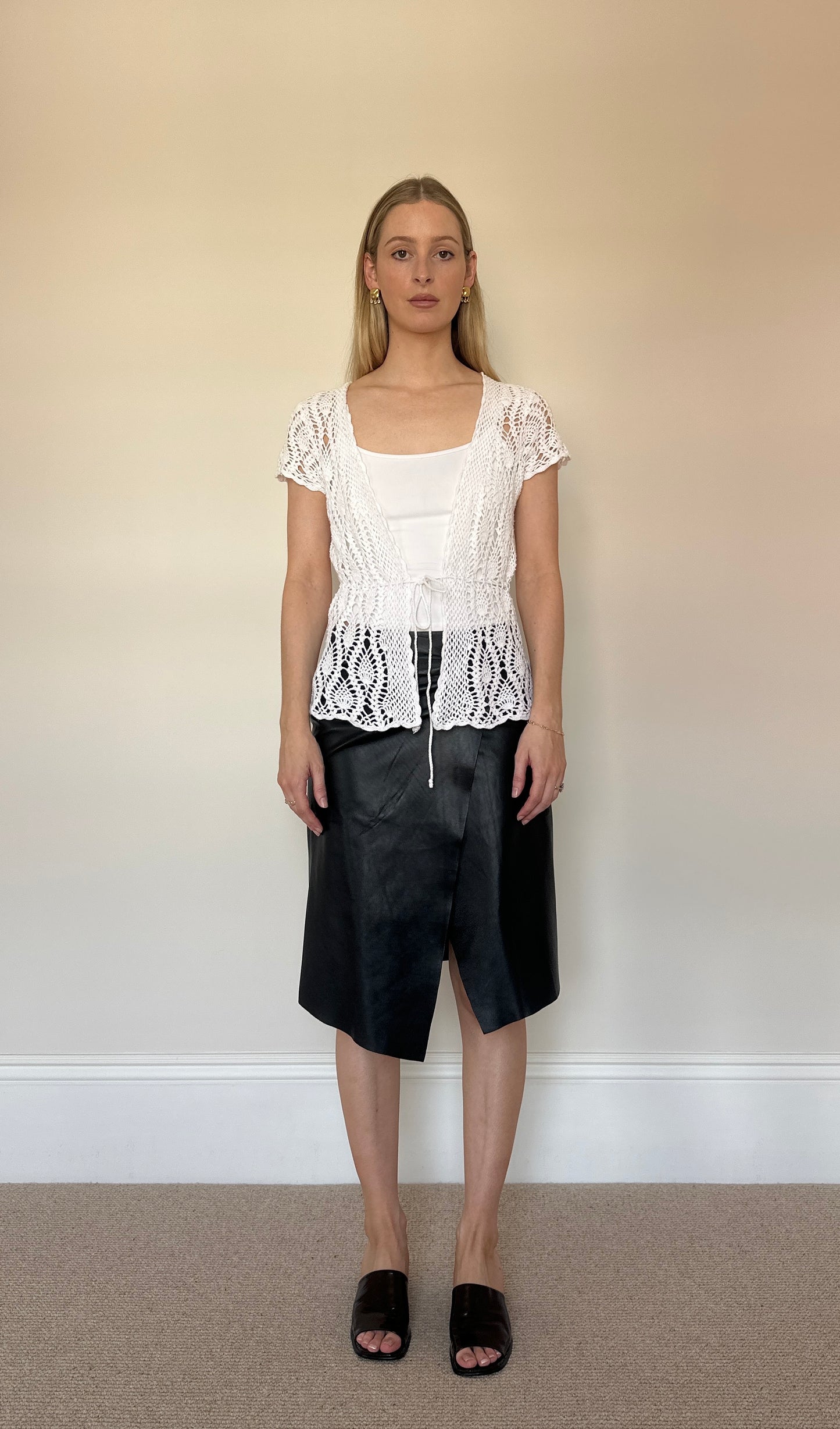 Vintage white crochet shrug