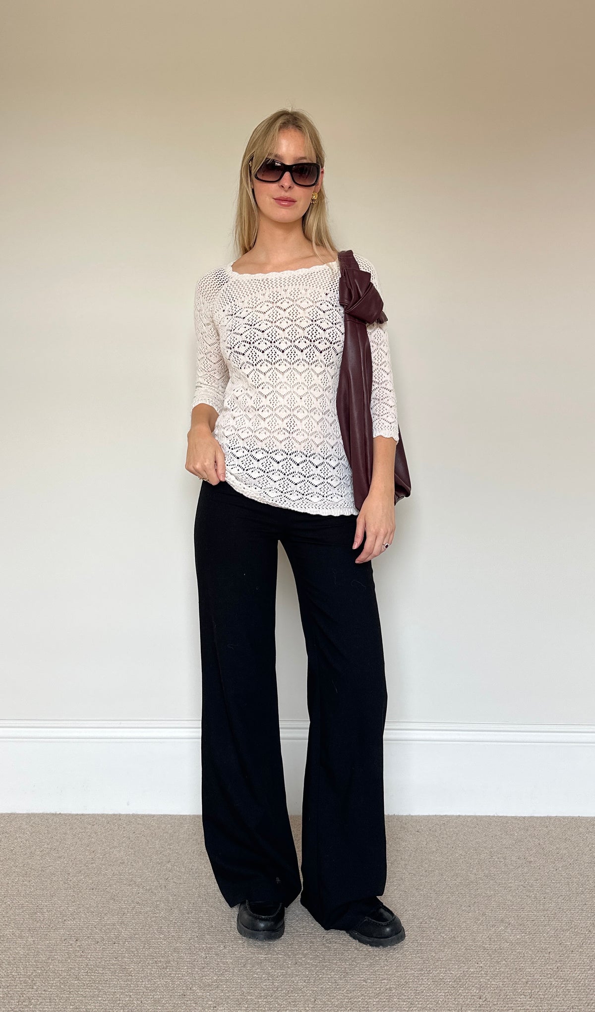 Vintage pointelle Knit Jumper