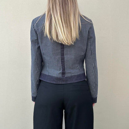 Vintage denim dogtooth biker jacket