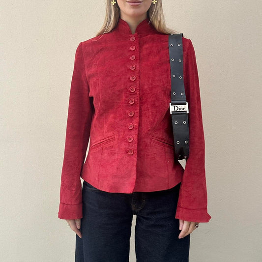 Vintage 90s red suede jacket