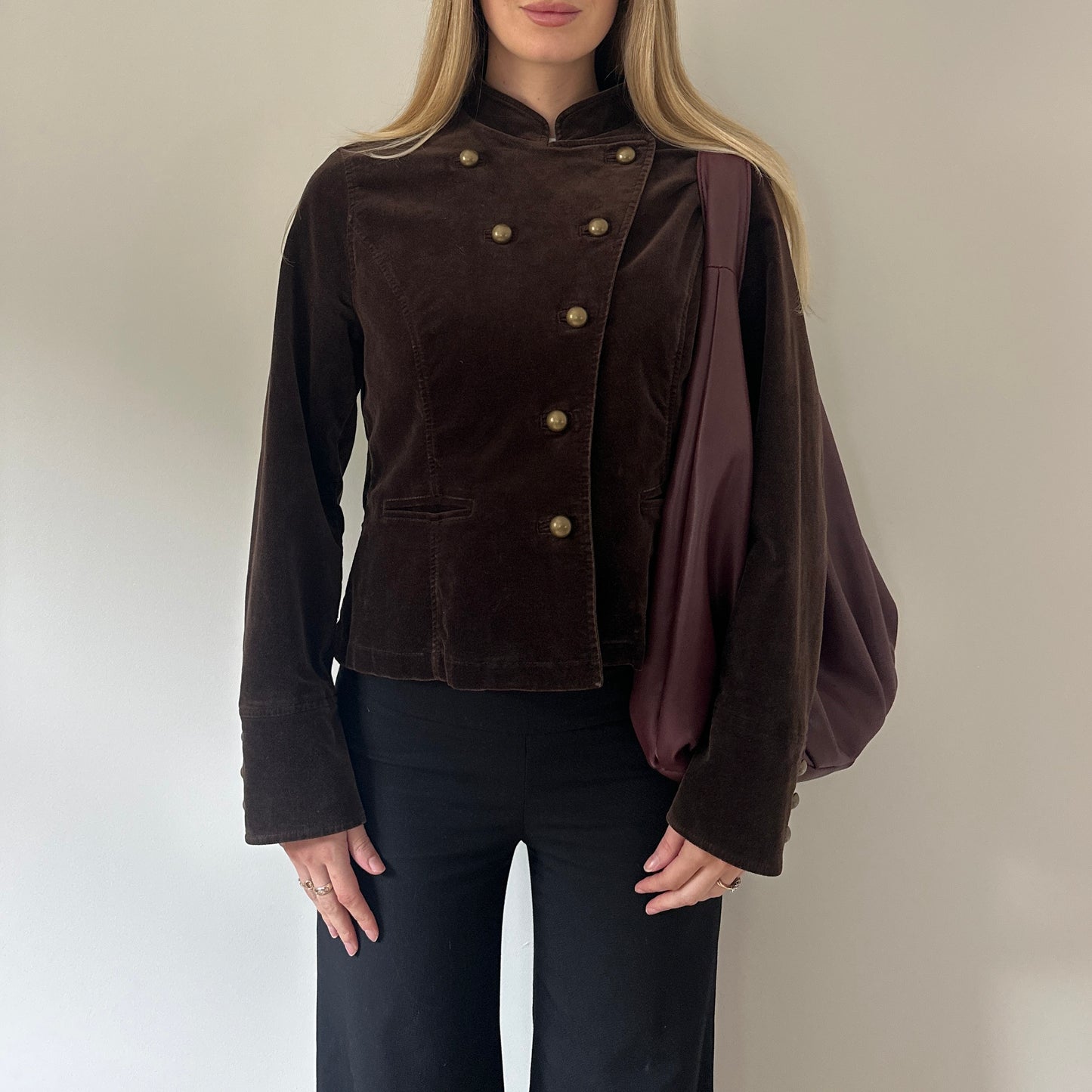 Vintage brown velvet military jacket