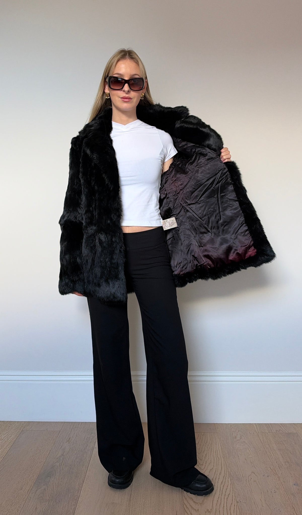 Vintage Black real fur jacket