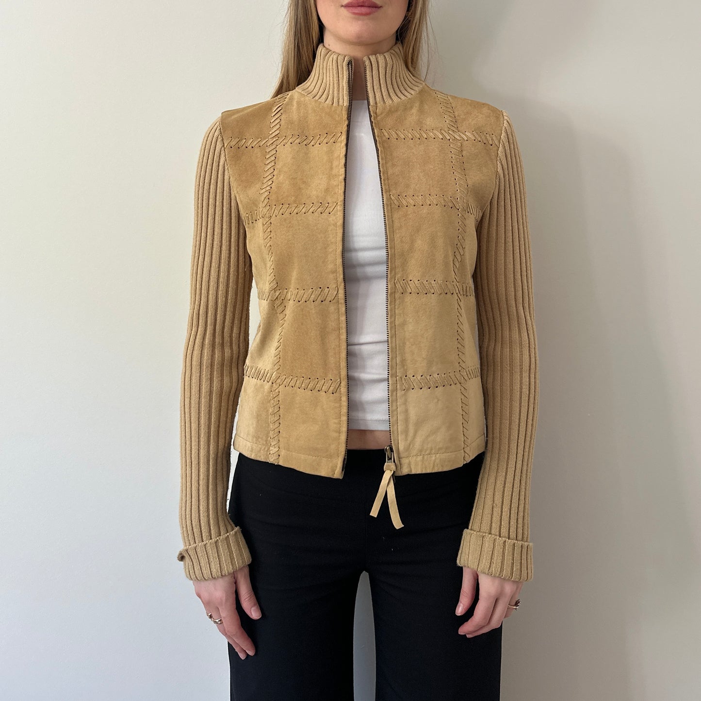 Vintage suede knit jumper jacket