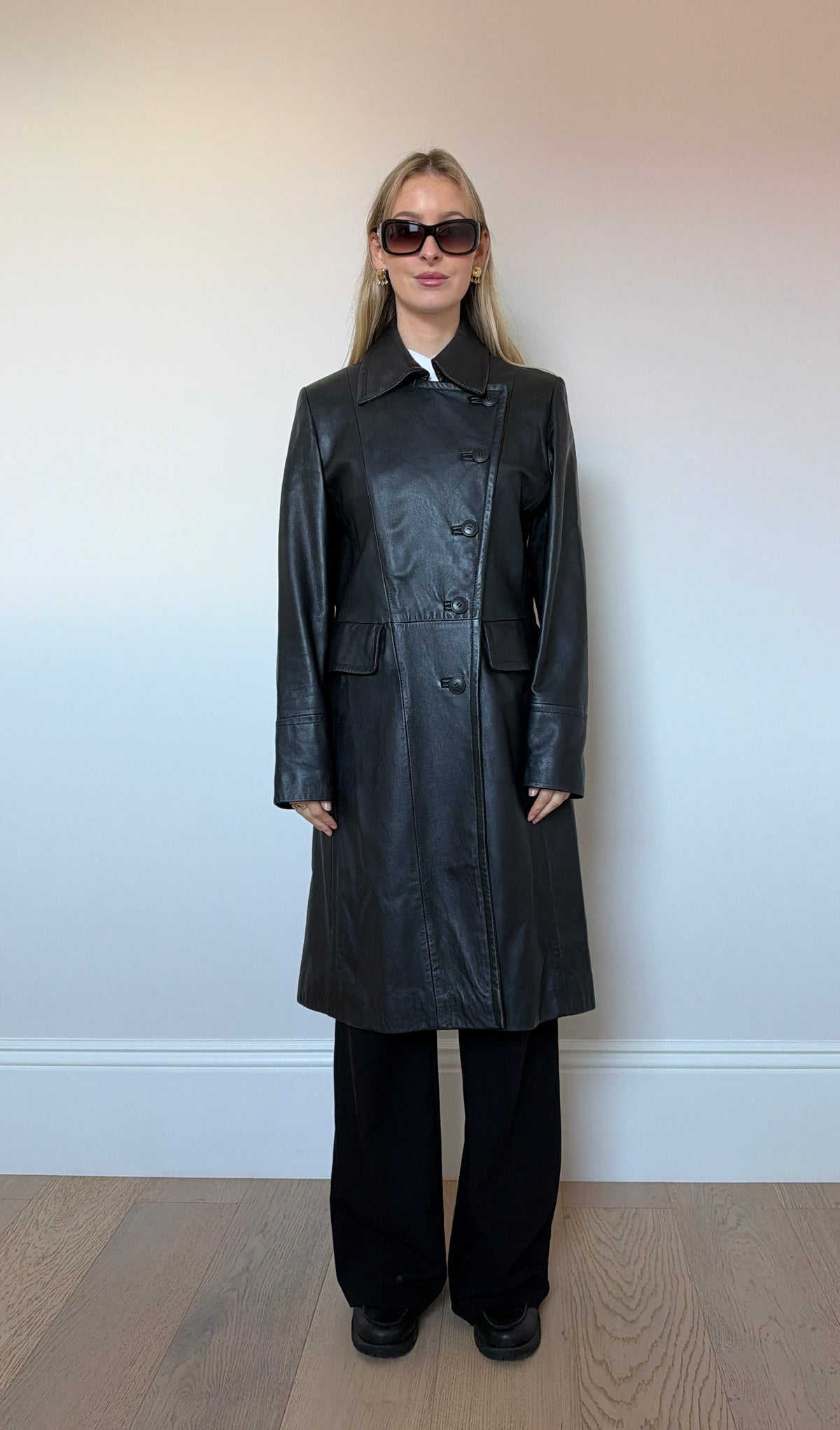 Vintage leather asymmetrical jacket