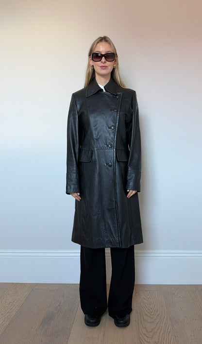 Vintage leather asymmetrical jacket