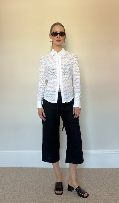 Vintage zip white blouse
