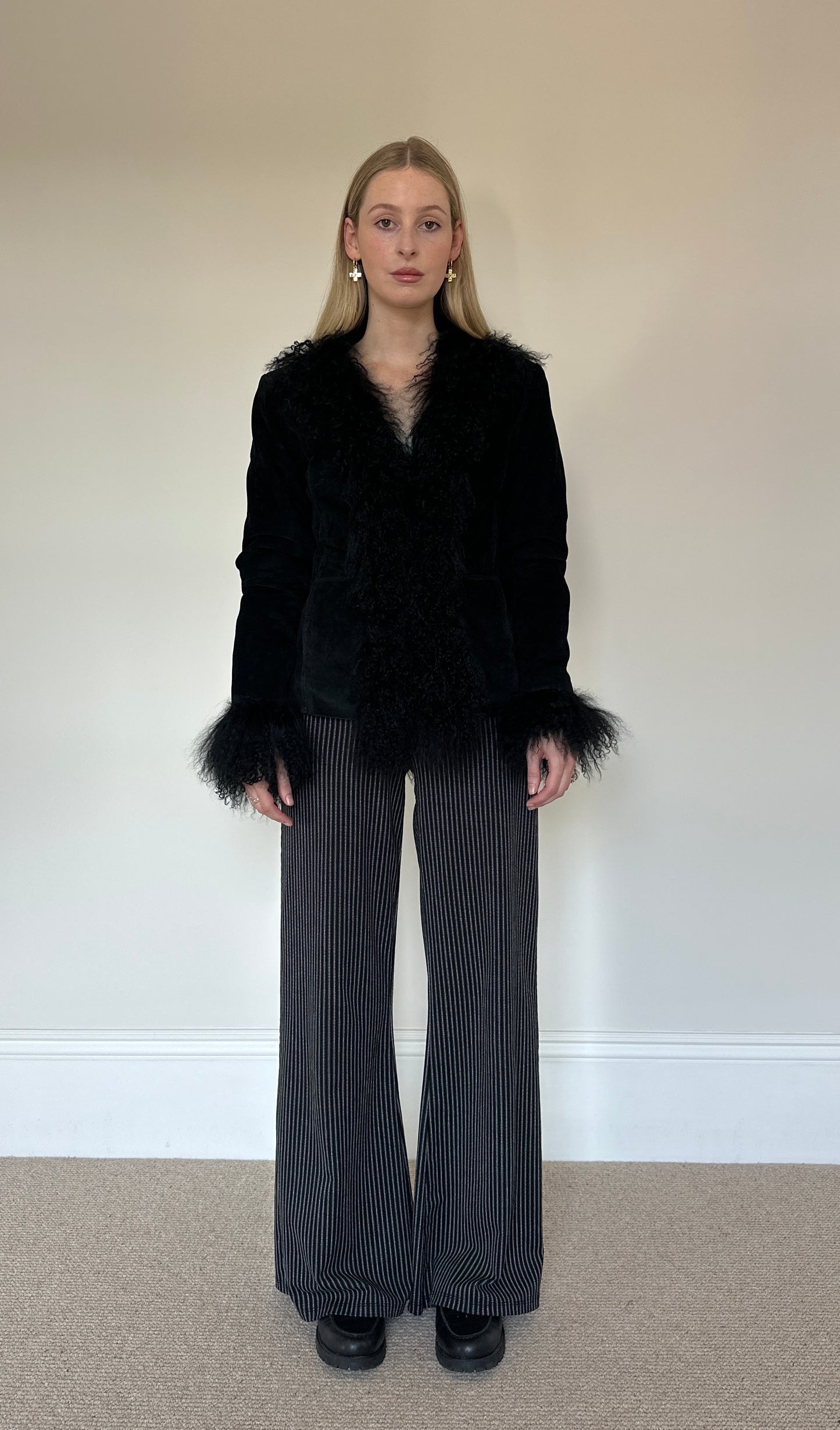 Vintage suede & mongolian afghan jacket