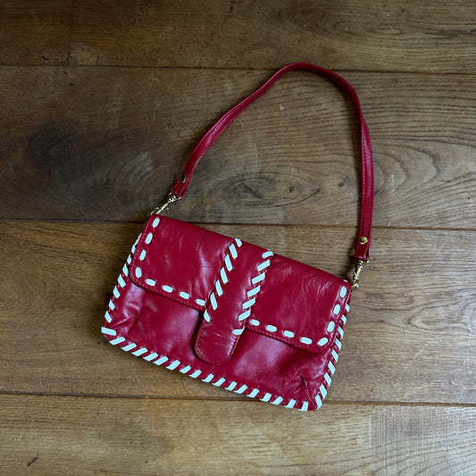 Vintage red & white mini bag