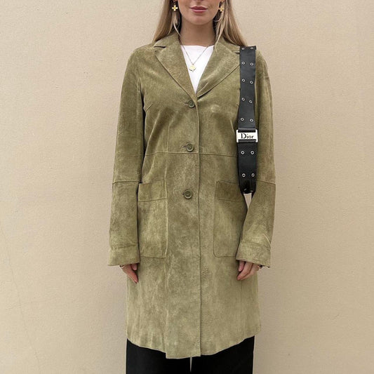 Sage green real suede blazer