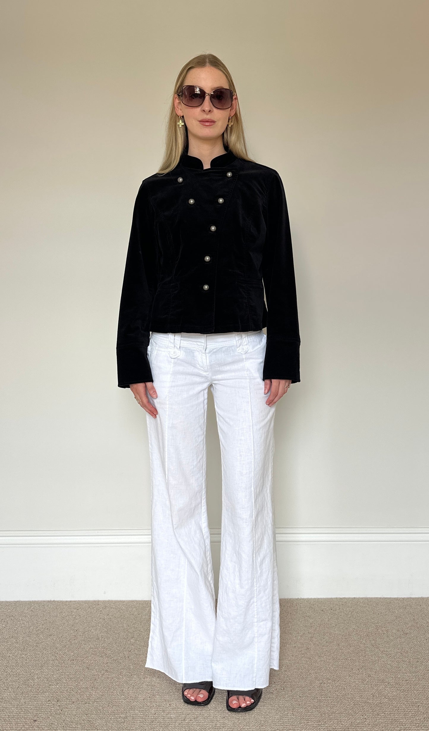 Vintage black velvet military jacket