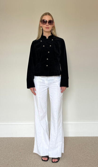 Vintage black velvet military jacket