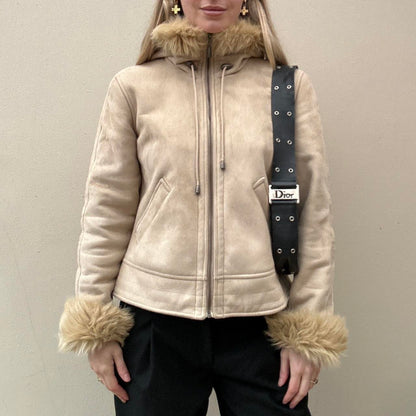 Cream faux suede jacket