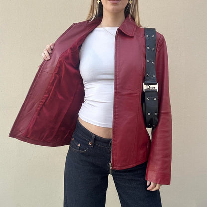 Vintage 90s red leather jacket