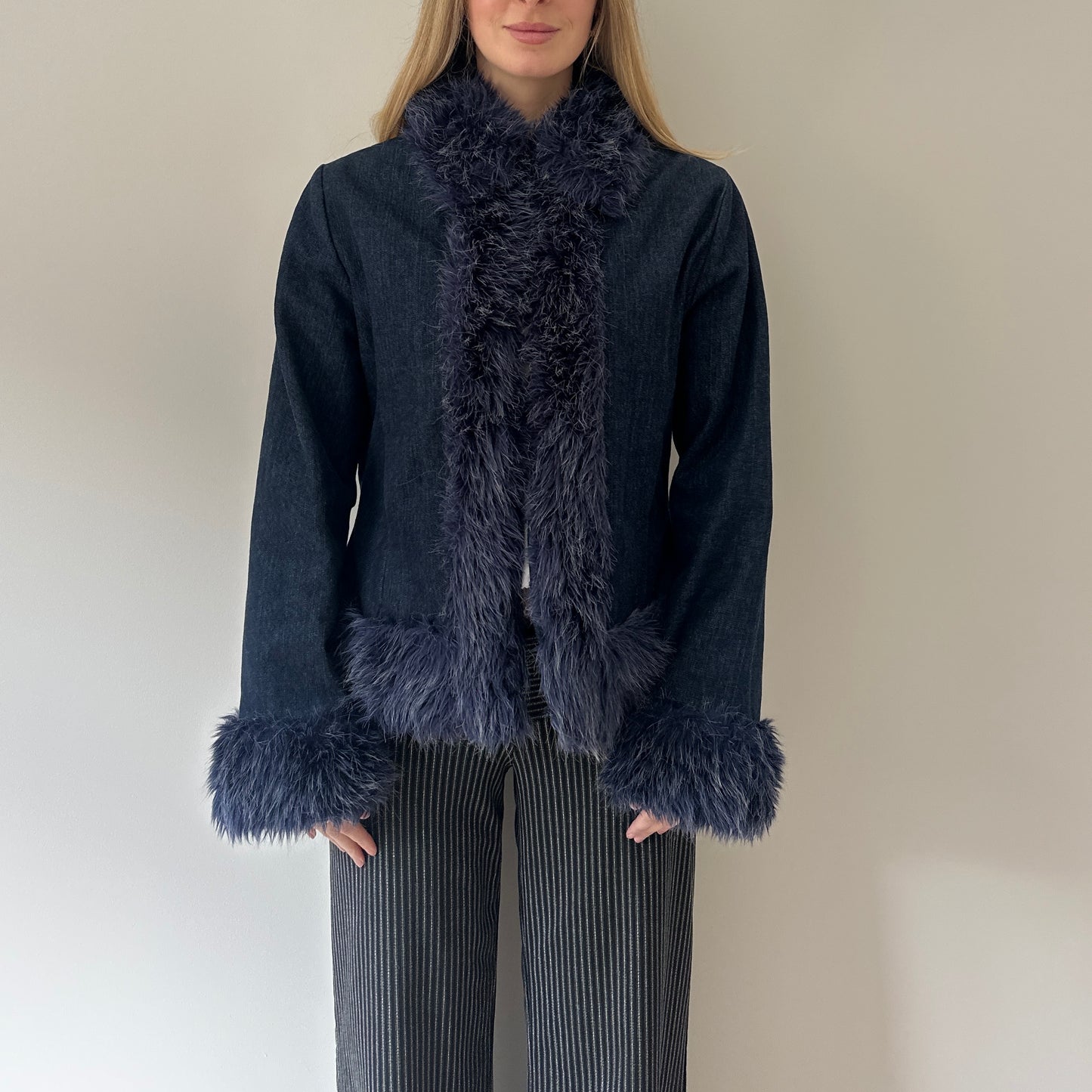 Vintage denim afghan jacket