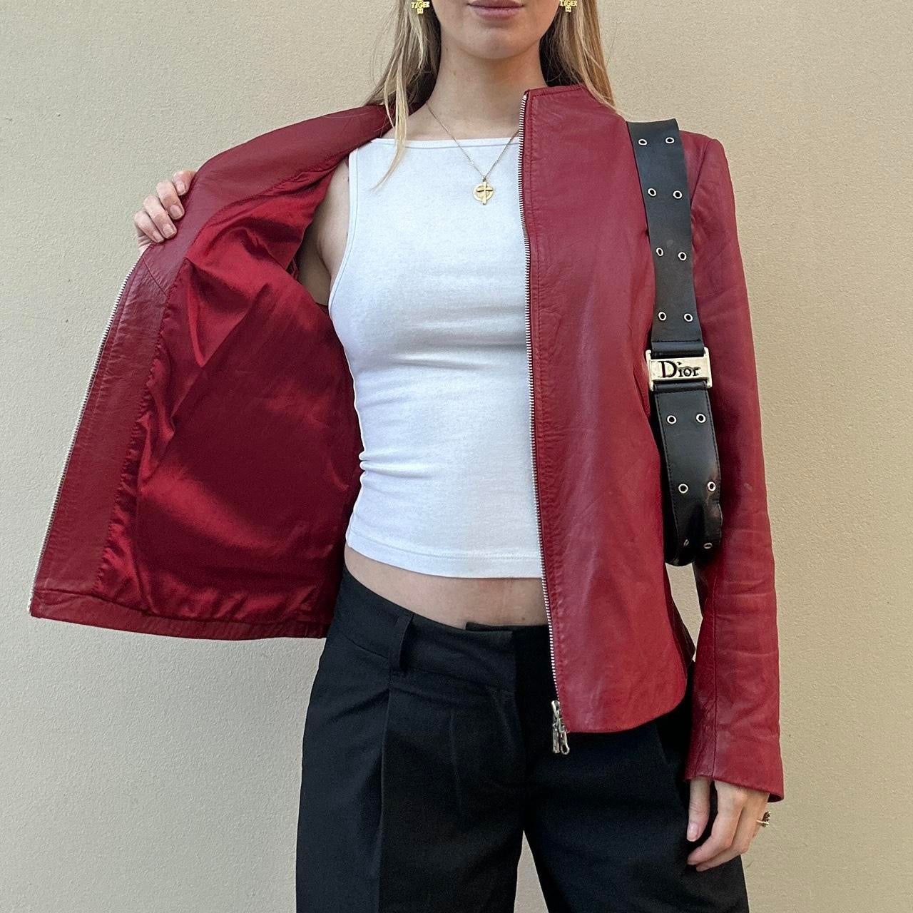Vintage 00s red leather jacket