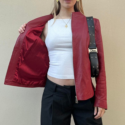 Vintage 00s red leather jacket