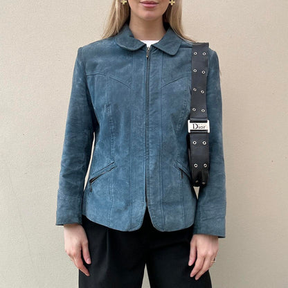 Vintage suede teal jacket
