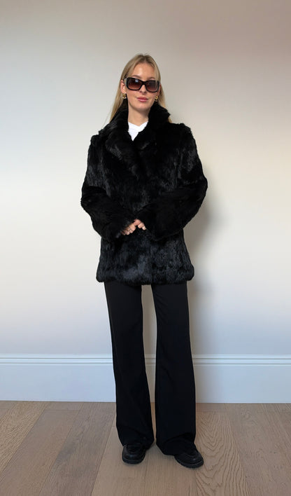 Vintage Black real fur jacket