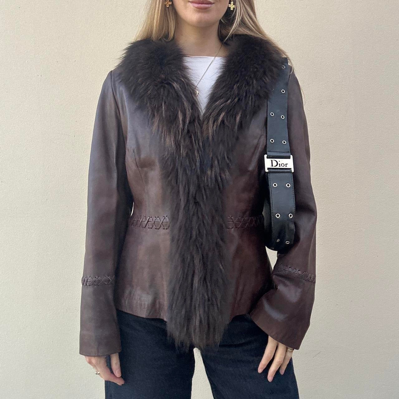 Vintage 90s brown fur jacket