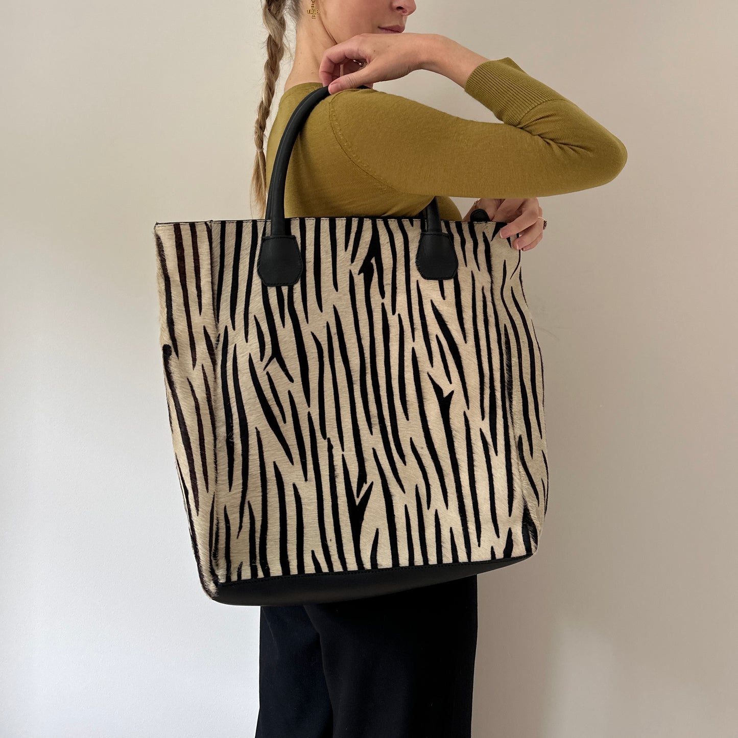Vintage zebra pony skin bag