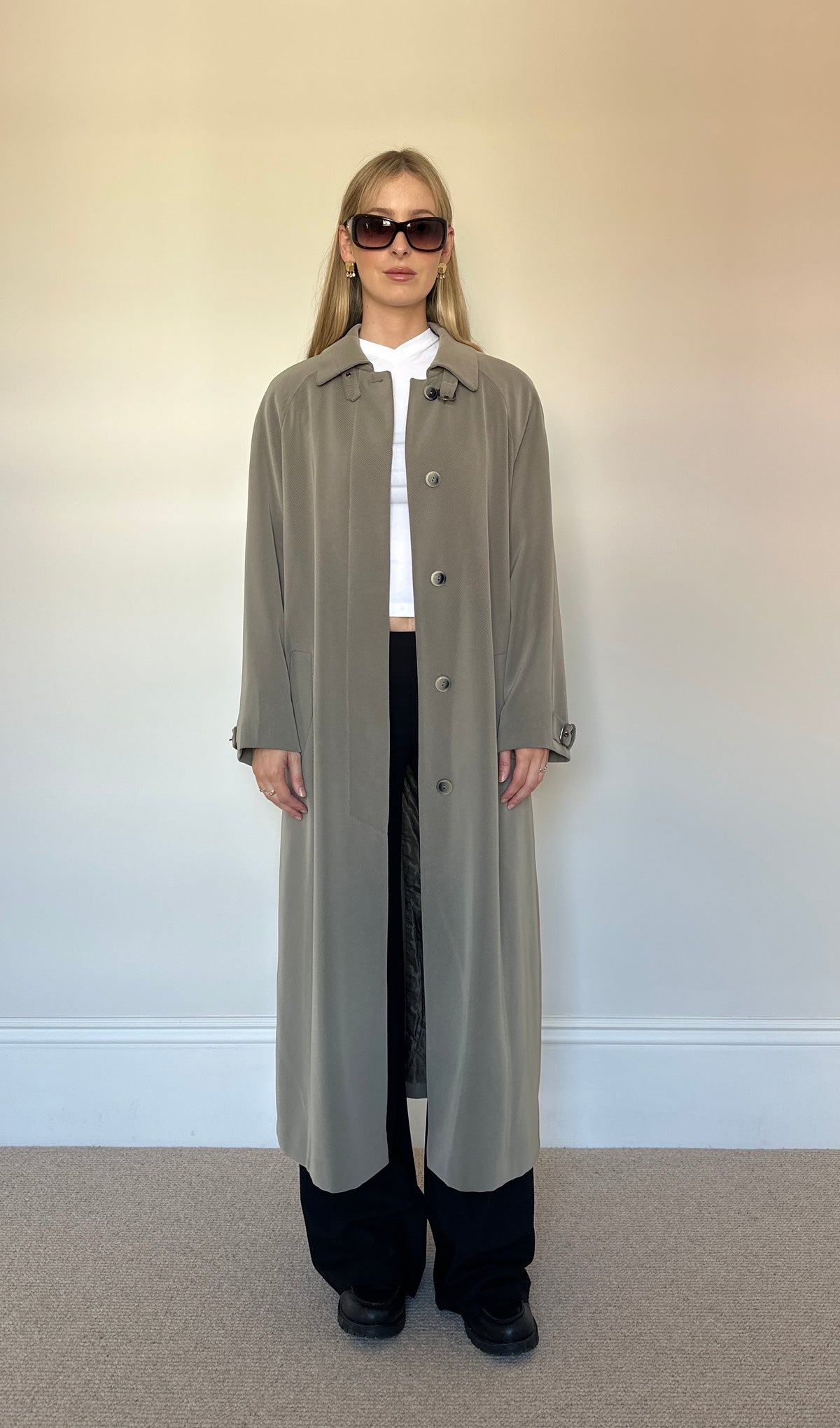 Vintage Khaki Longline Trench Coat
