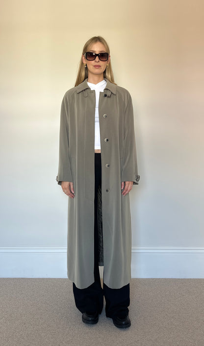 Vintage Khaki Longline Trench Coat