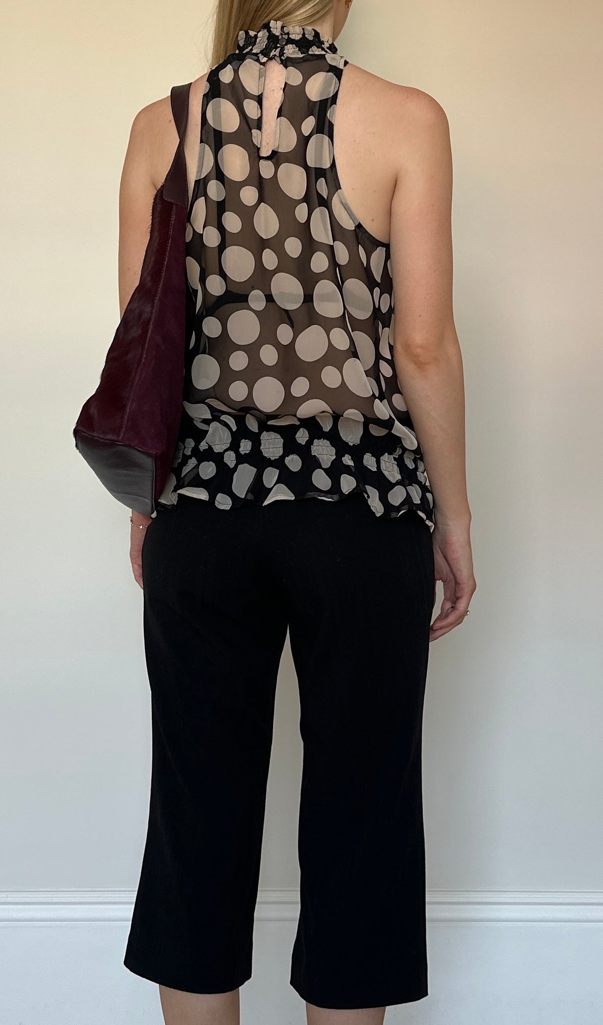 sheer polka dot halter top