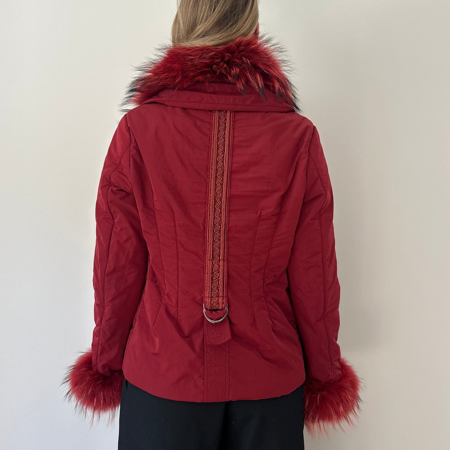 Vintage burgundy fur puffer coat