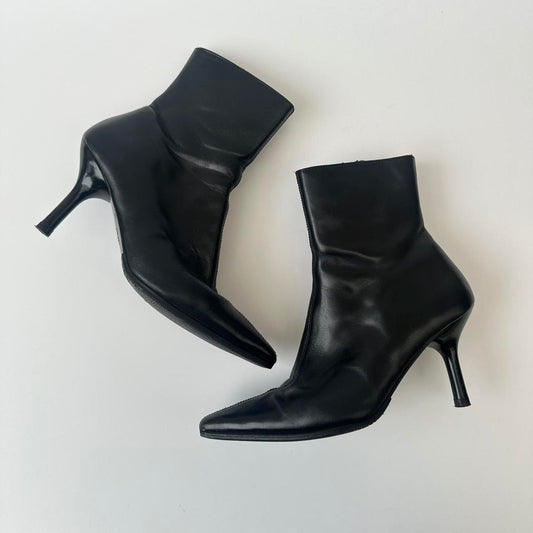 Black leather ankle boots