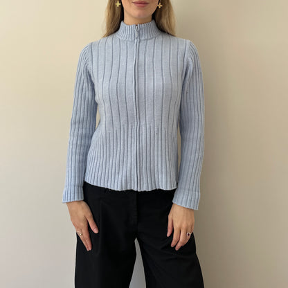 Vintage baby blue zip jumper