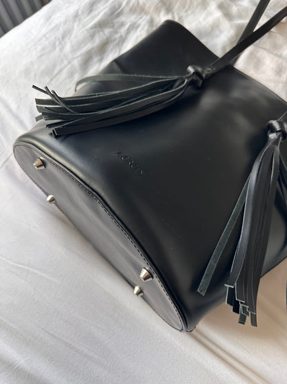 Black leather Tassle Bag
