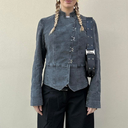 Vintage denim asymmetric jacket