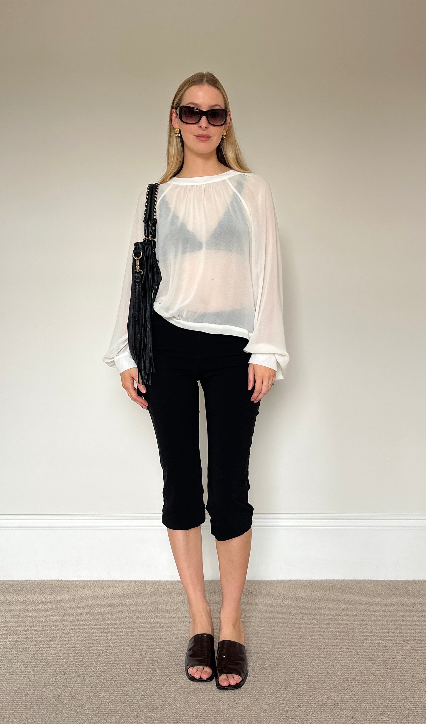Vintage White Open Back Blouse