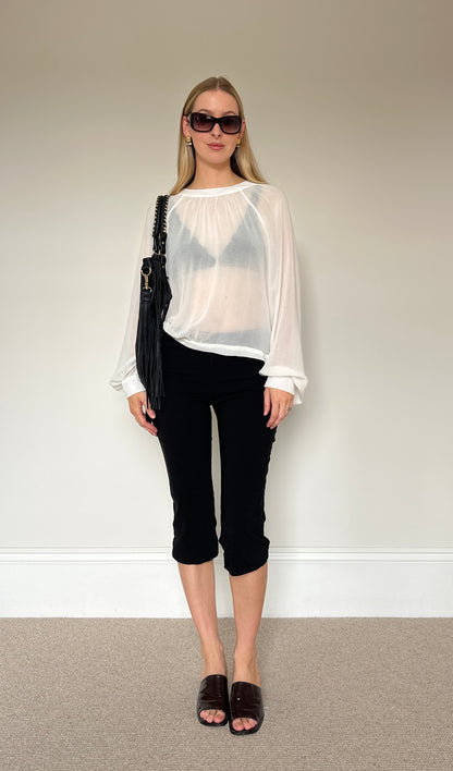 Vintage White Open Back Blouse