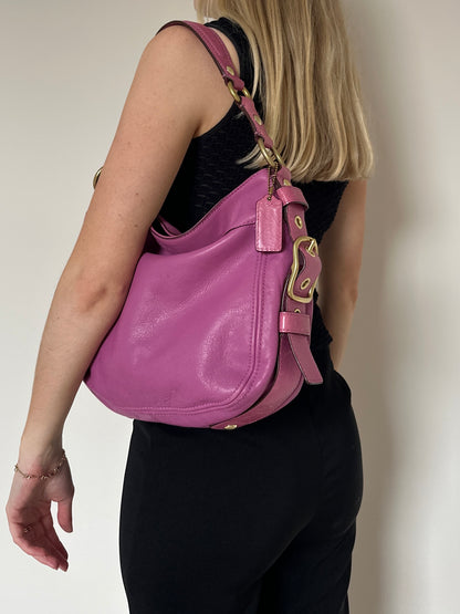 Vintage pink & gold coach bag
