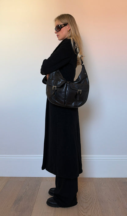 Vintage black saddle bag