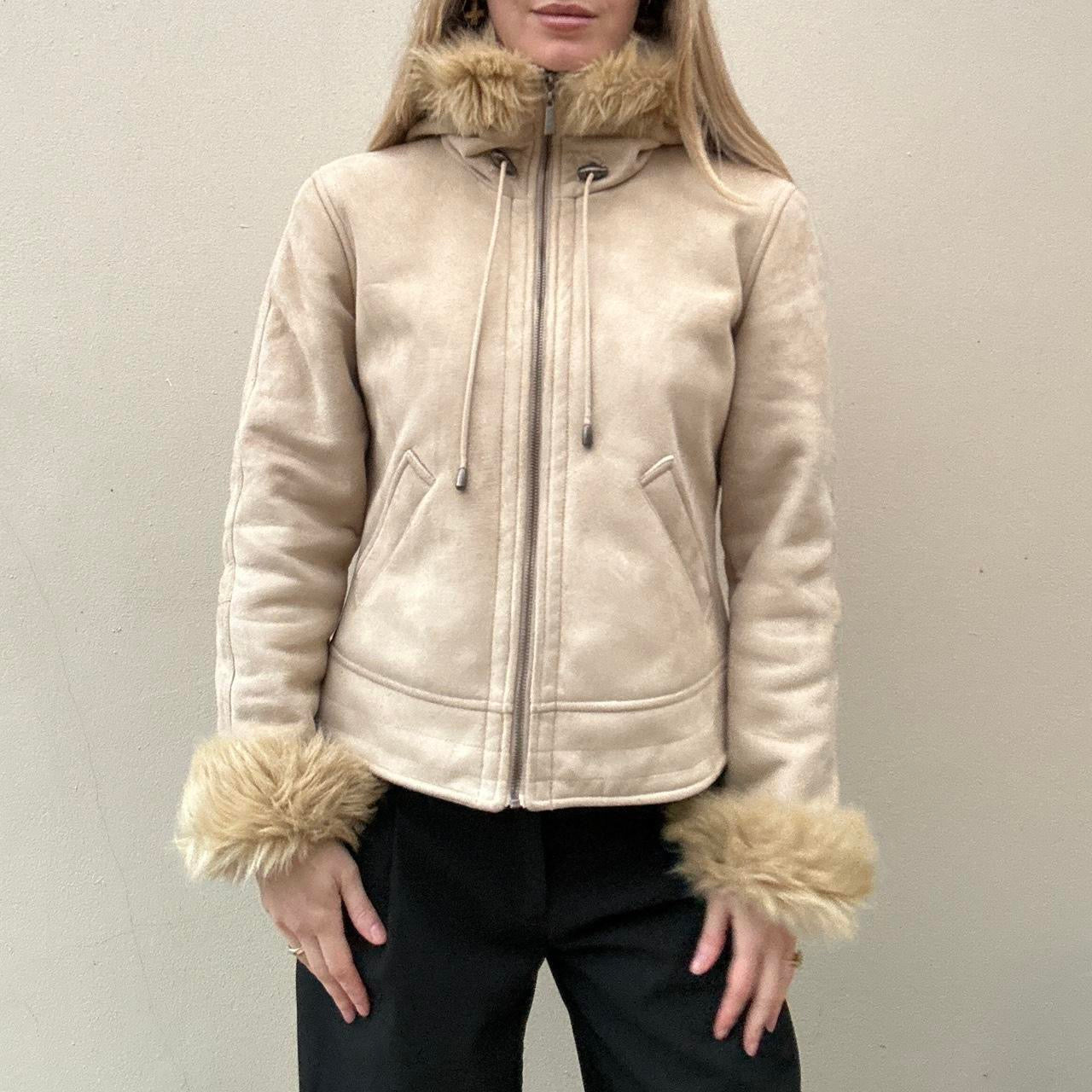 Cream faux suede jacket