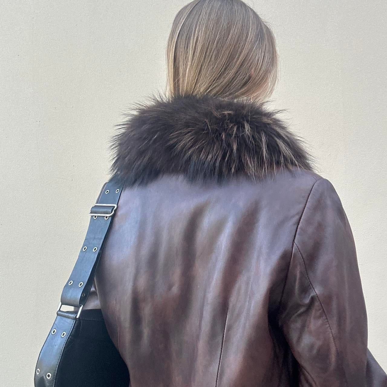 Vintage 90s brown fur jacket