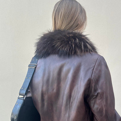 Vintage 90s brown fur jacket