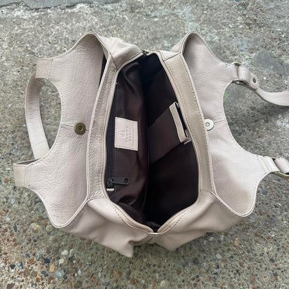 Cream leather shoulder bag