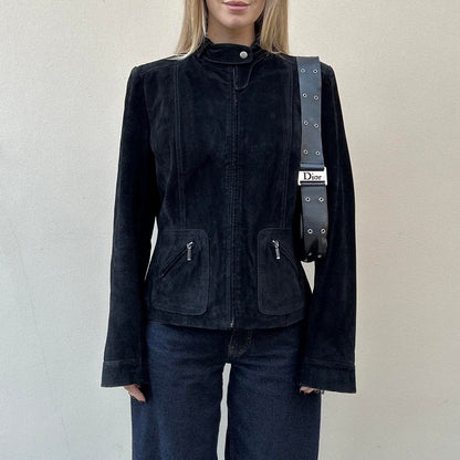 Vintage black suede biker jacket