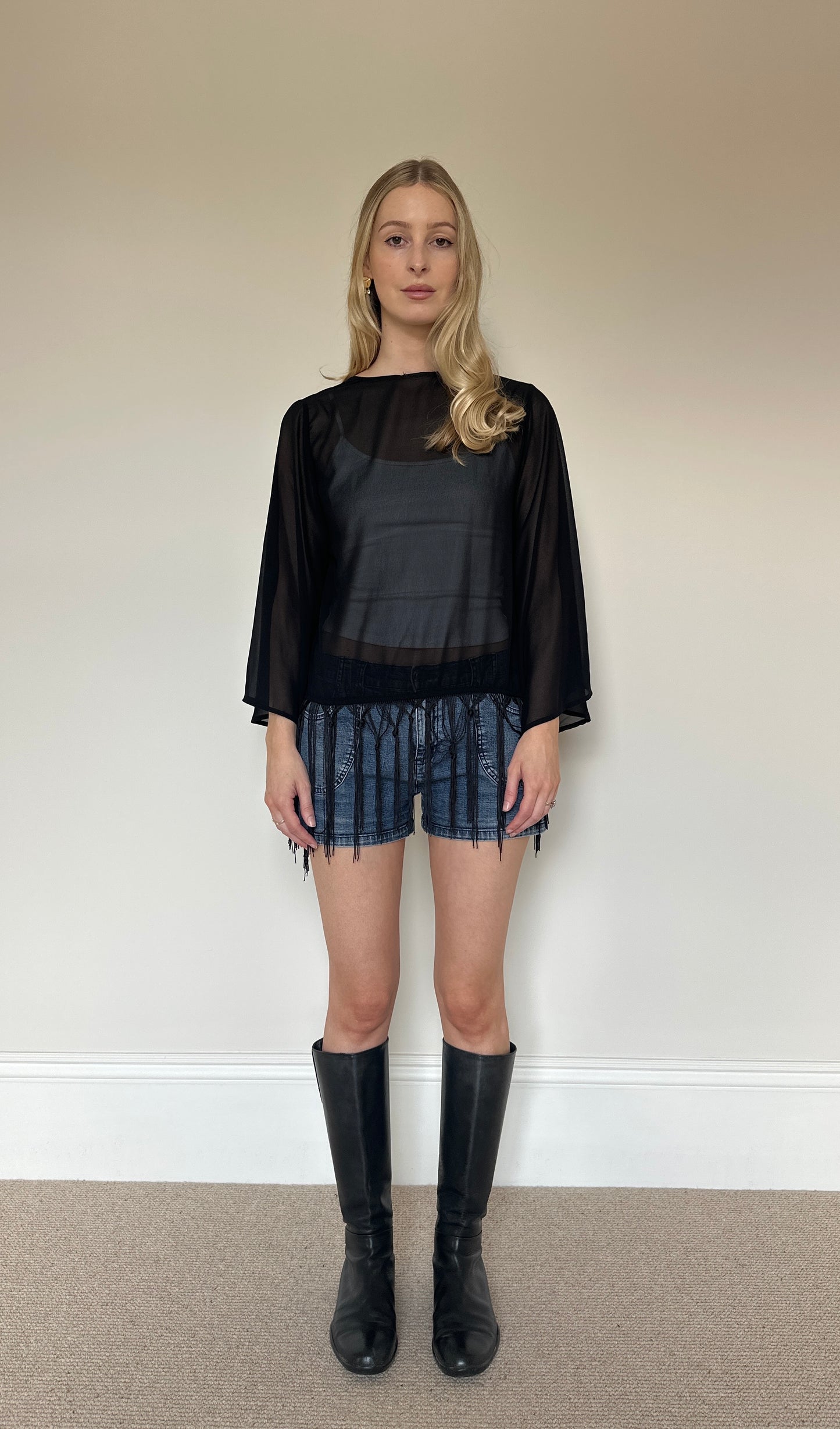 Vintage Chiffon Tassle Shrug
